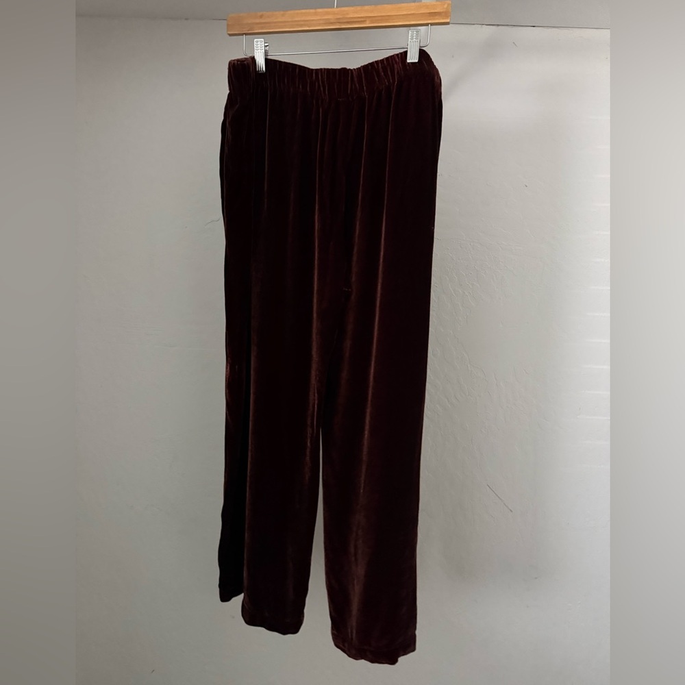 1990s Red-Brown Soft and Fluid Velvet Pants